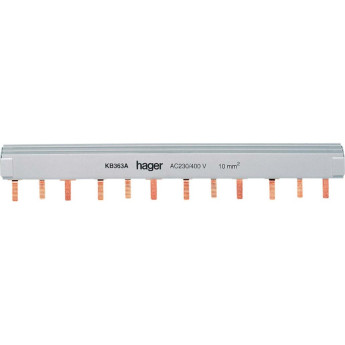 Гребенчатая шинка HAGER, 3-полюсная, 10мм², 12M